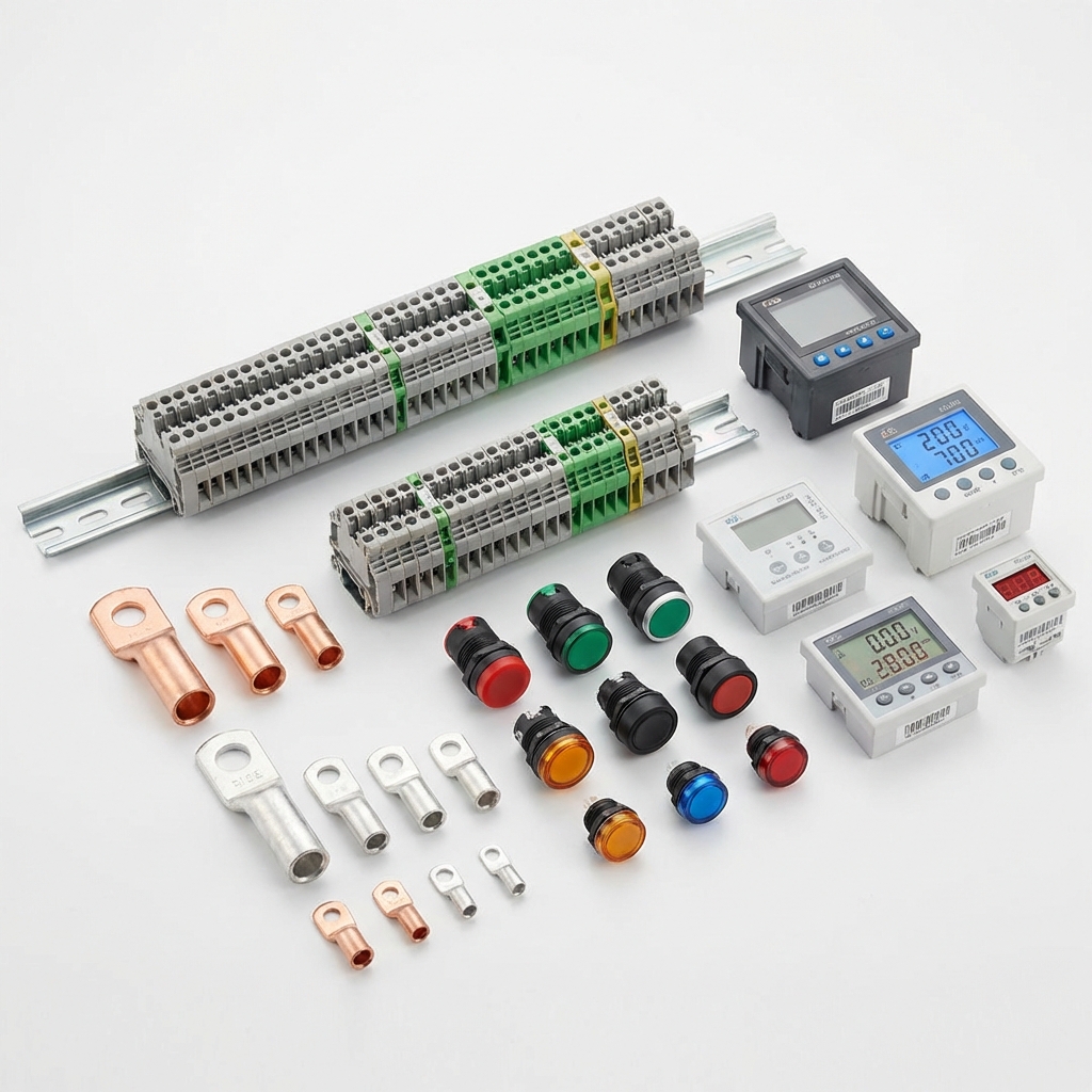 Panel components and terminal blocks from Elmex, Legrand